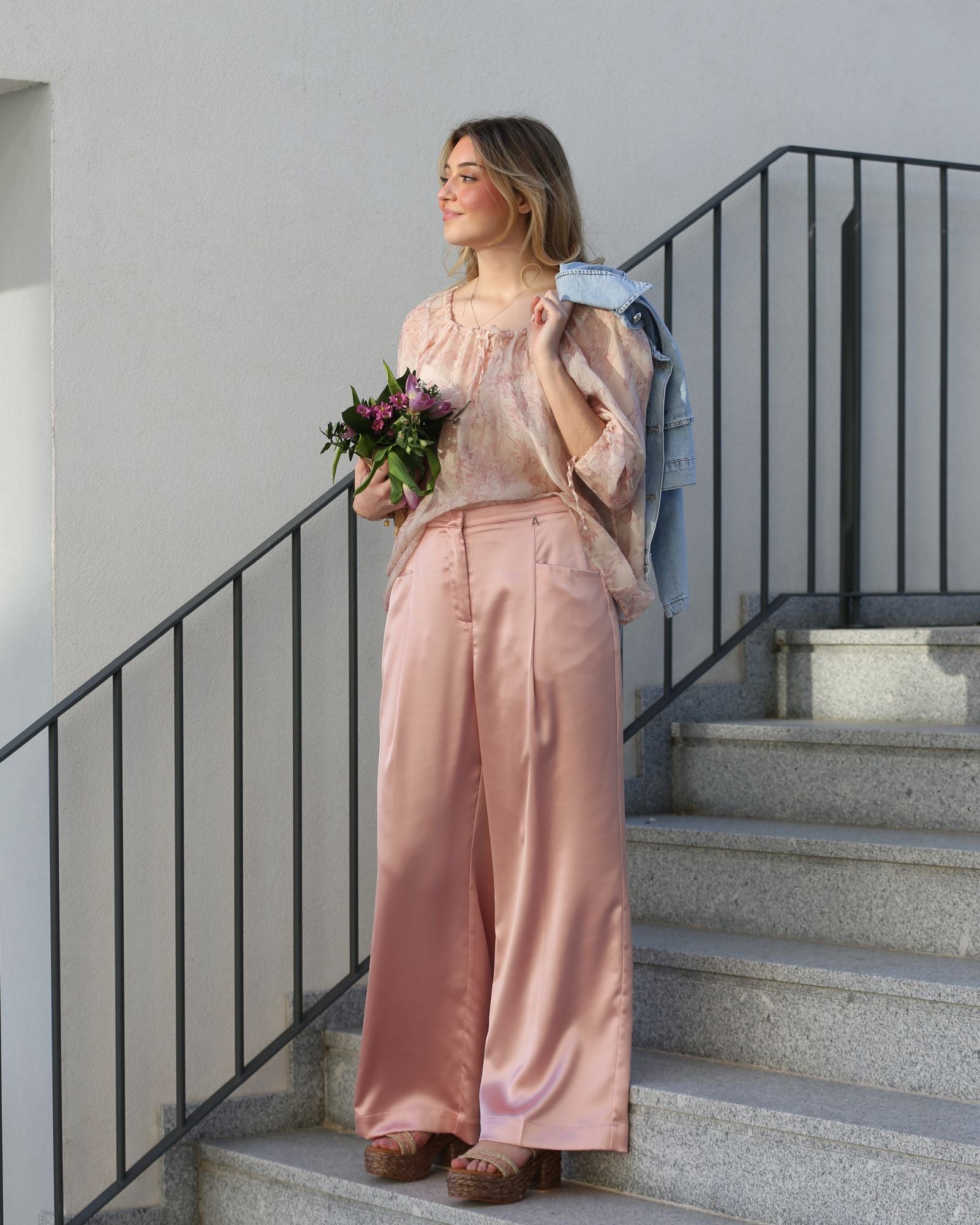 Calça Acetinada Palazzo - Twinset