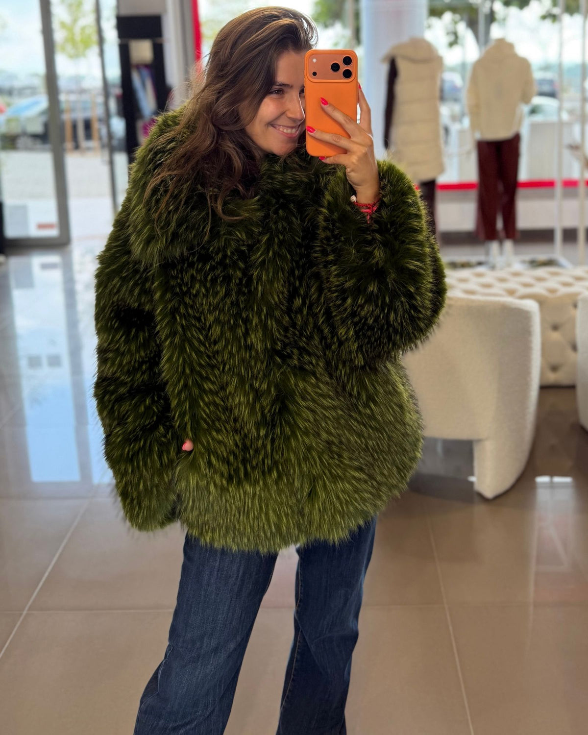 Casaco verde oversized de pelo sintético - Essentiel