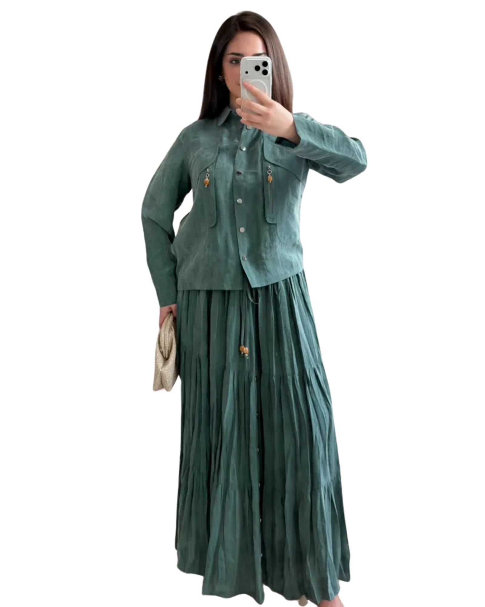 Conjunto Camisa & Saia Plissada Verde - Ceremony