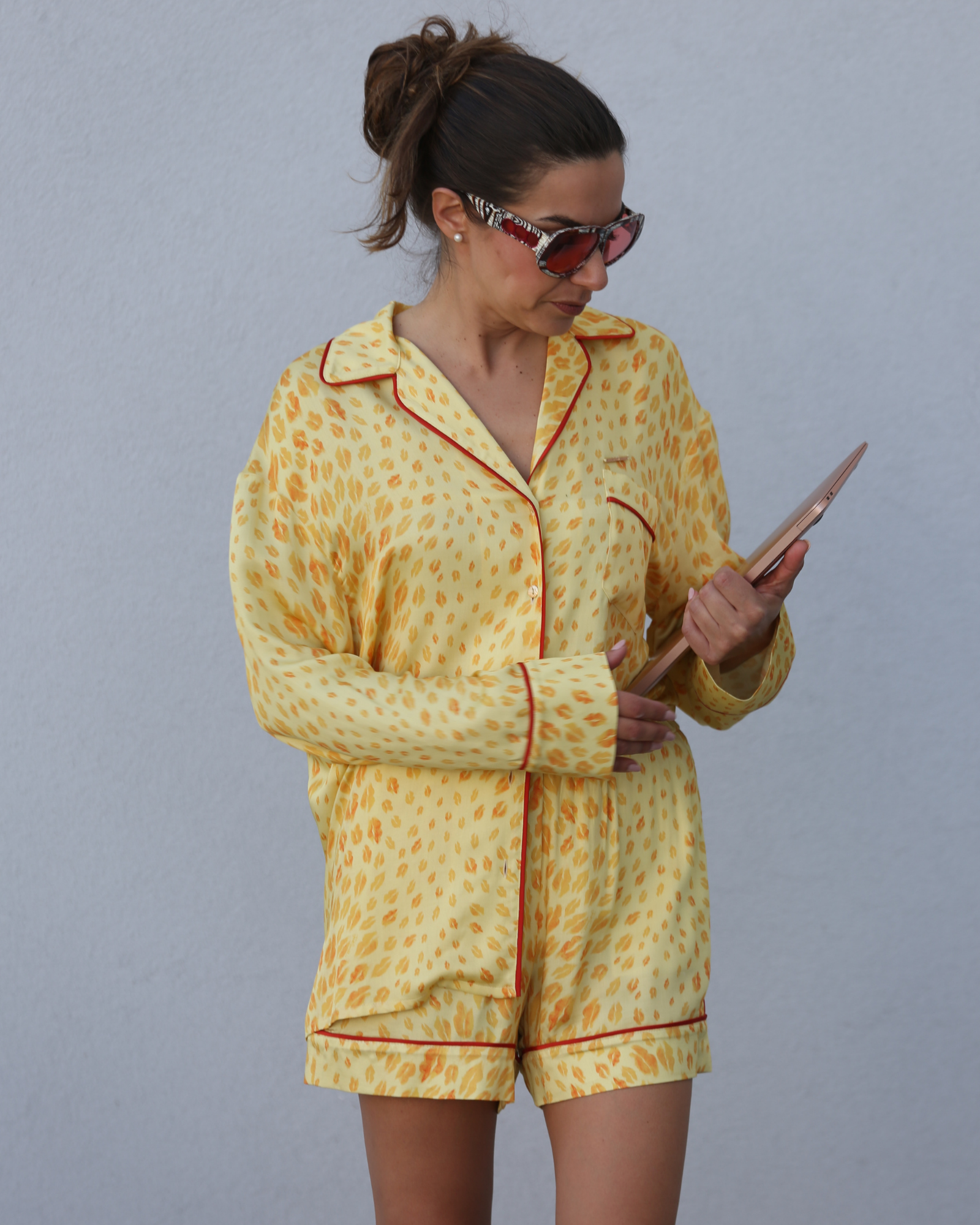 Blusa com estampa de beijo de jaguar - Just Cavalli