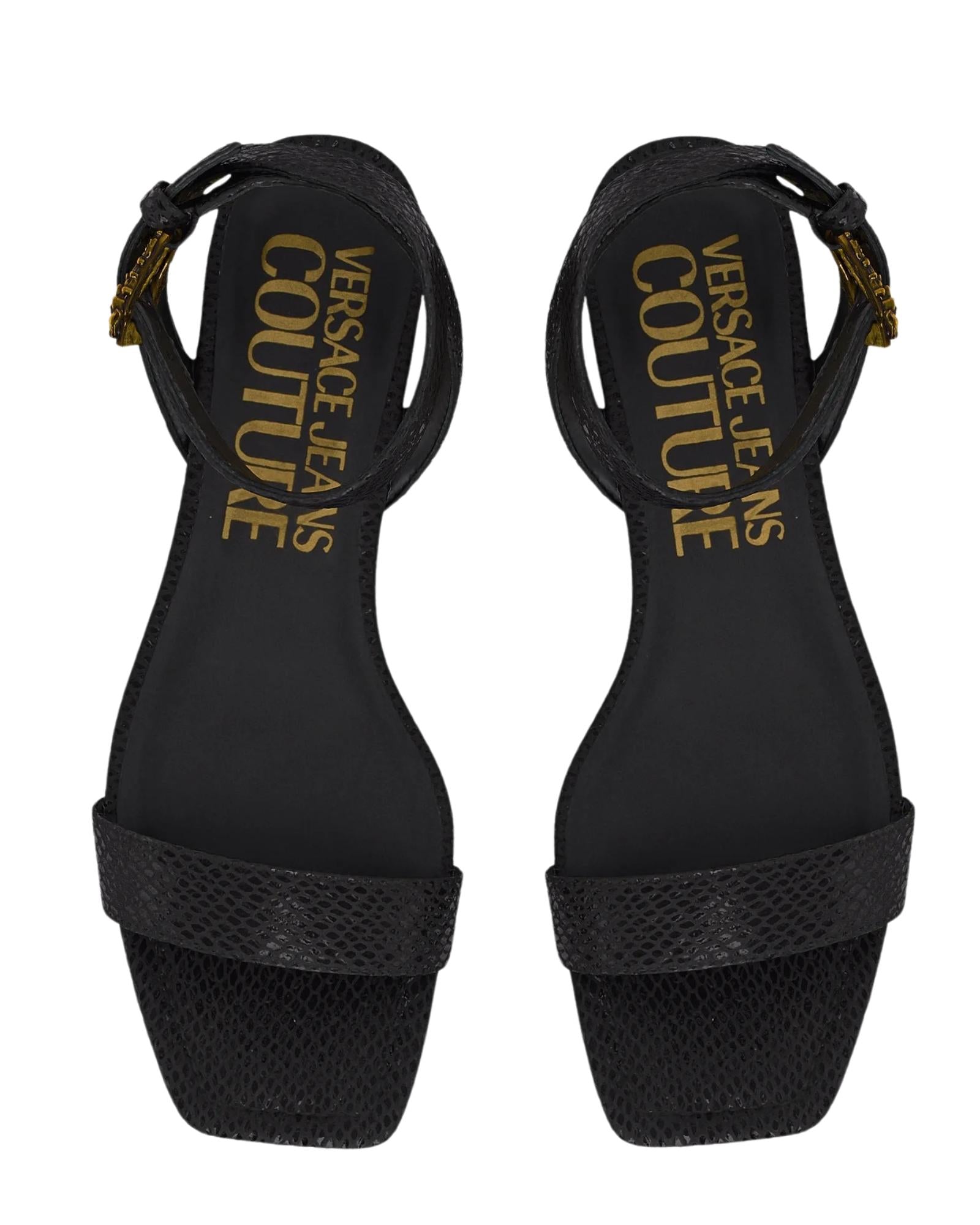 Sandália Rasa Preta - Versace