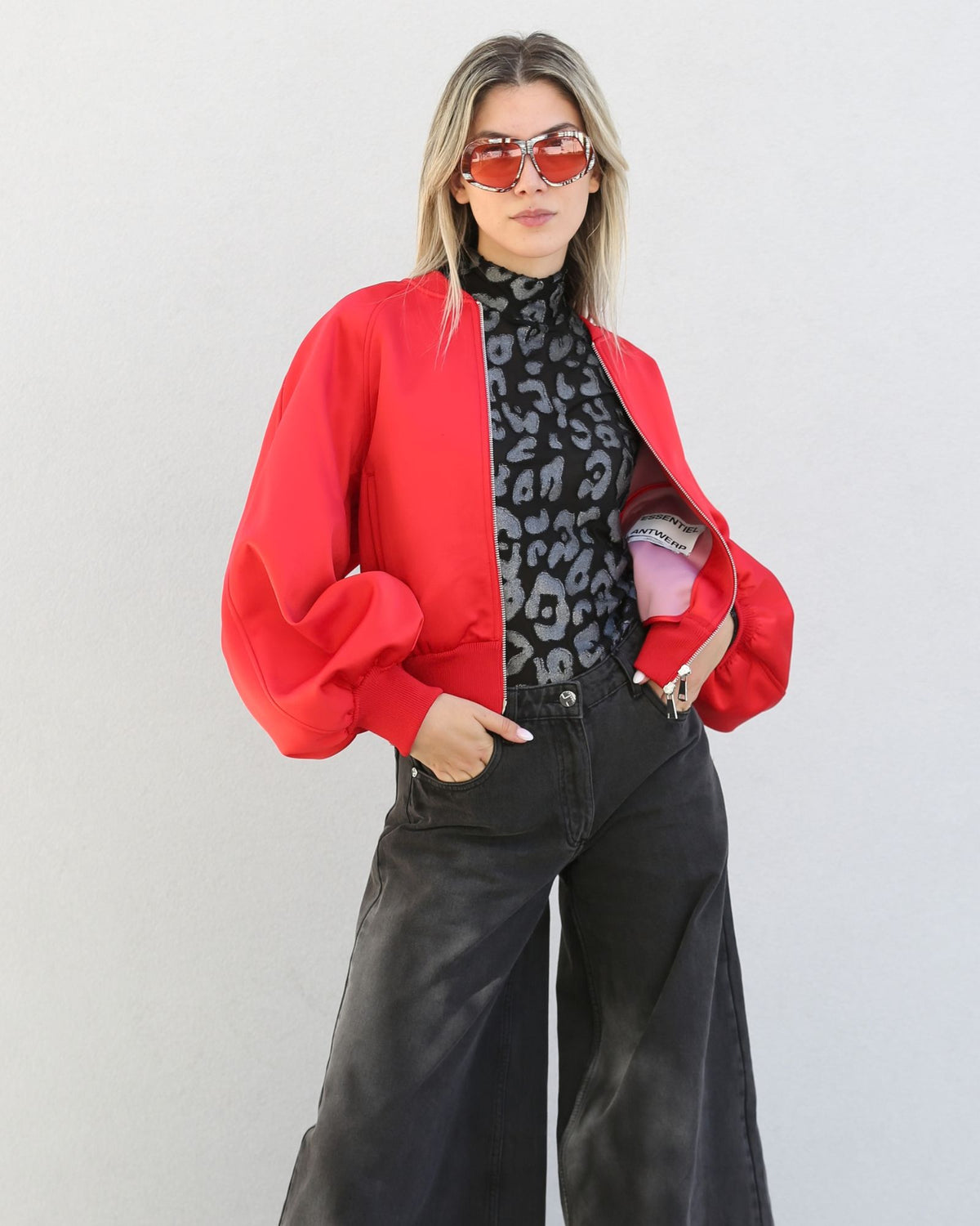 Bomber vermelho com mangas volumosas - Essentiel