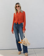 Blusa cropped com efeito blusão - Silvian Heach