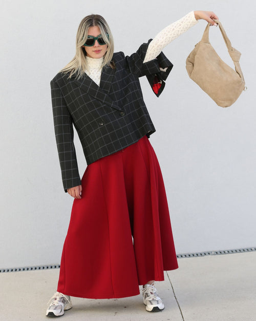 Blazer cropped xadrez - Essentiel